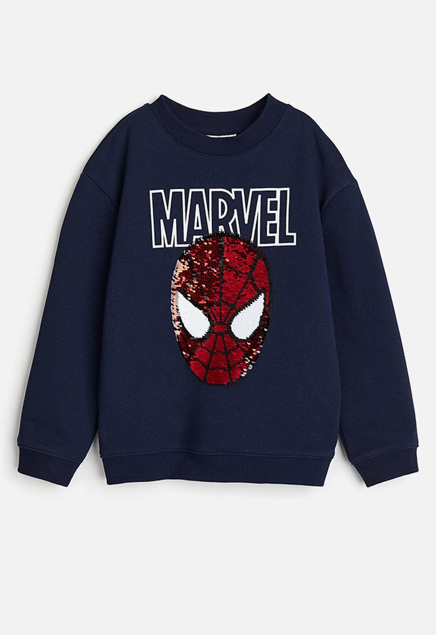 H&M - Reversible sequin-motif sweatshirt - dark blue spider-man