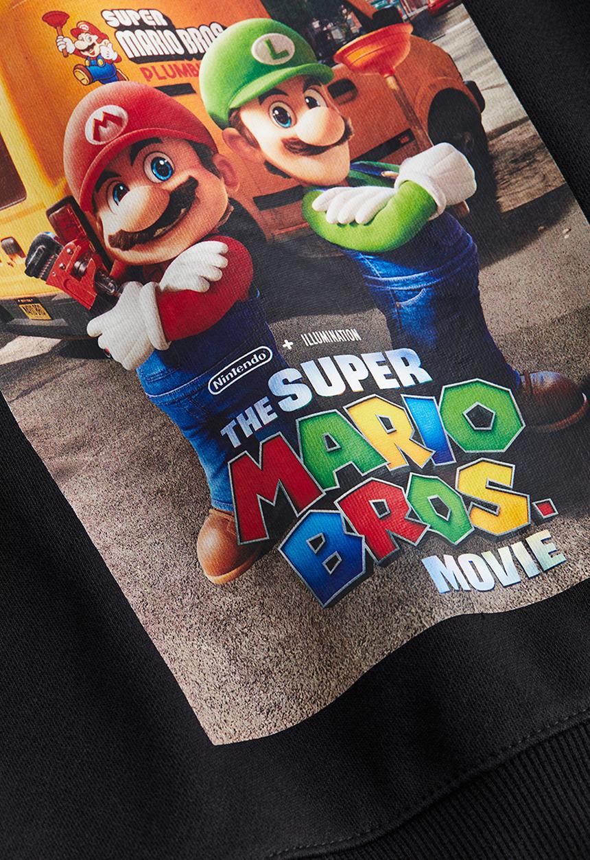 H&M - Oversized printed sweatshirt - black super mario 