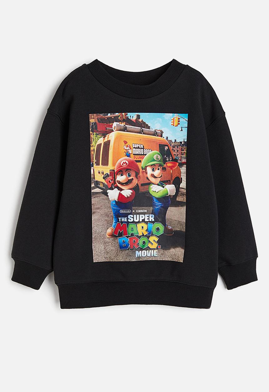 H&M - Oversized printed sweatshirt - black super mario 