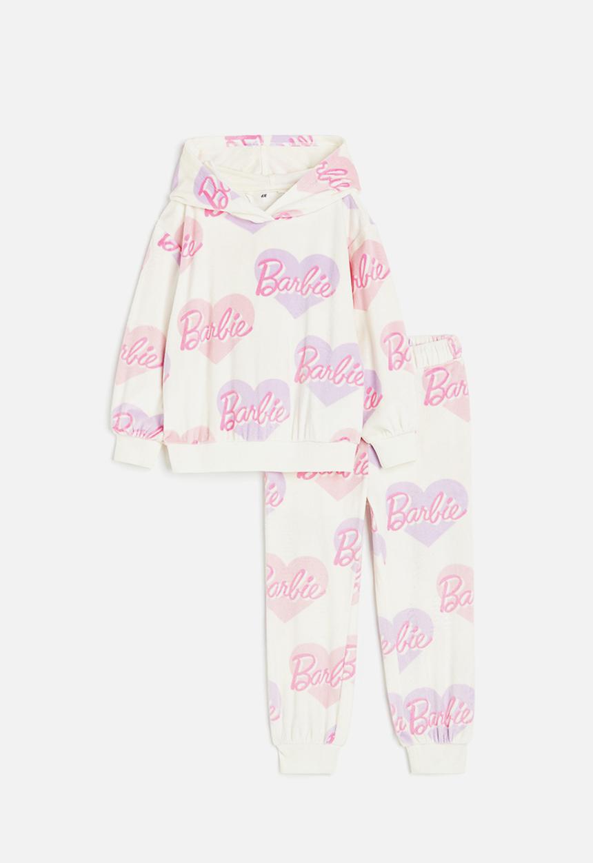 H&M - 2 piece velour set - white barbie