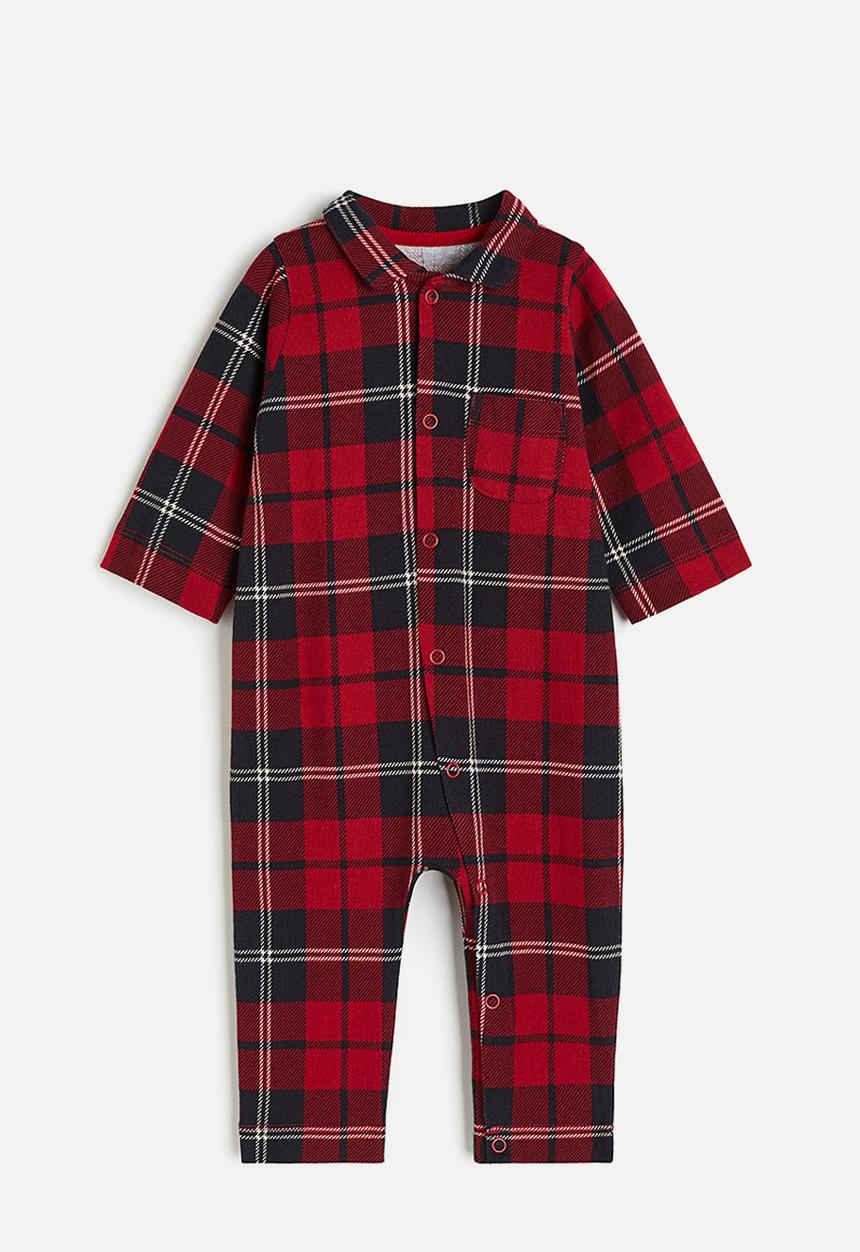 H&M - Collared sleepsuit - red & checked