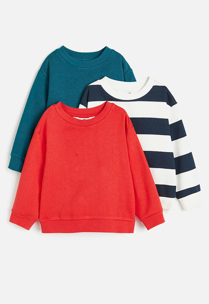 H&M - 3 pack sweatshirts - dark green & red 