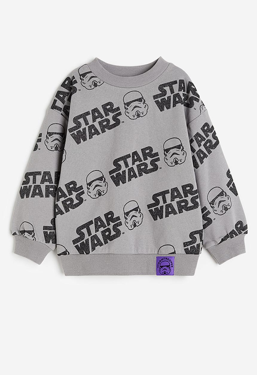 H&M - Motif-detail sweatshirt - grey & star wars