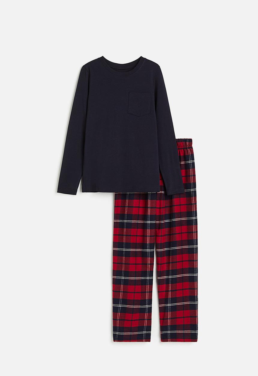 H&M - Cotton pyjamas - dark blue & red checked