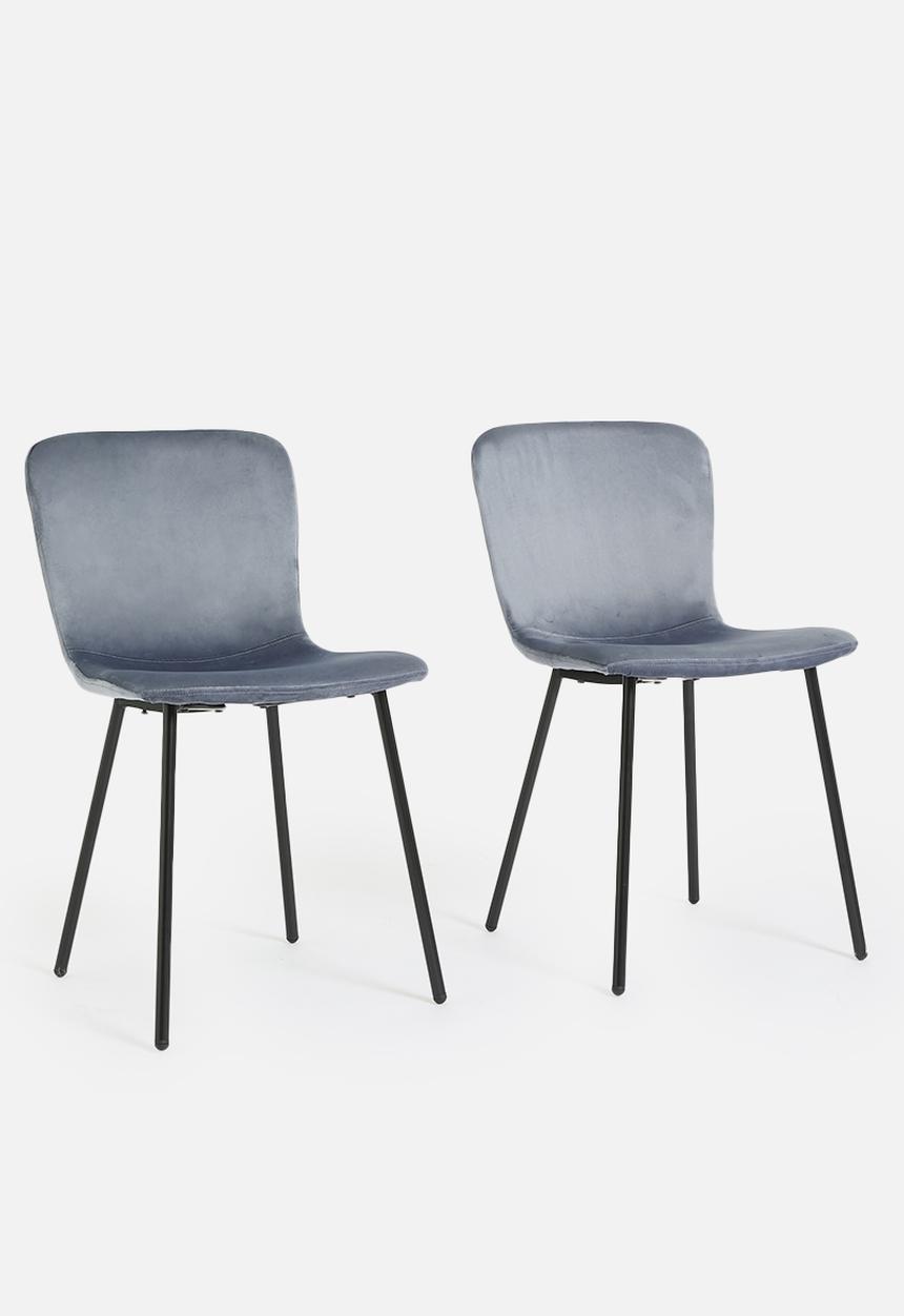 Sixth Floor - Velvet dining chair set of 2 - Deep Ocean