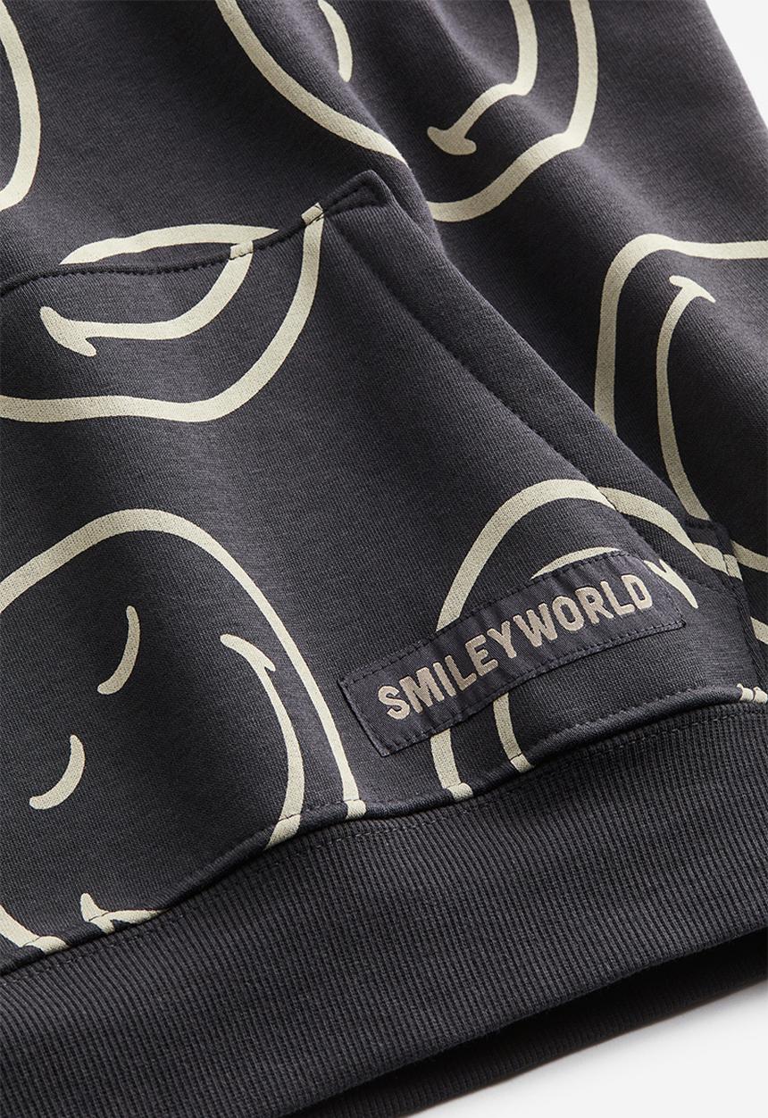 H&M - Oversized printed hoodie - dark grey/smileyworld®