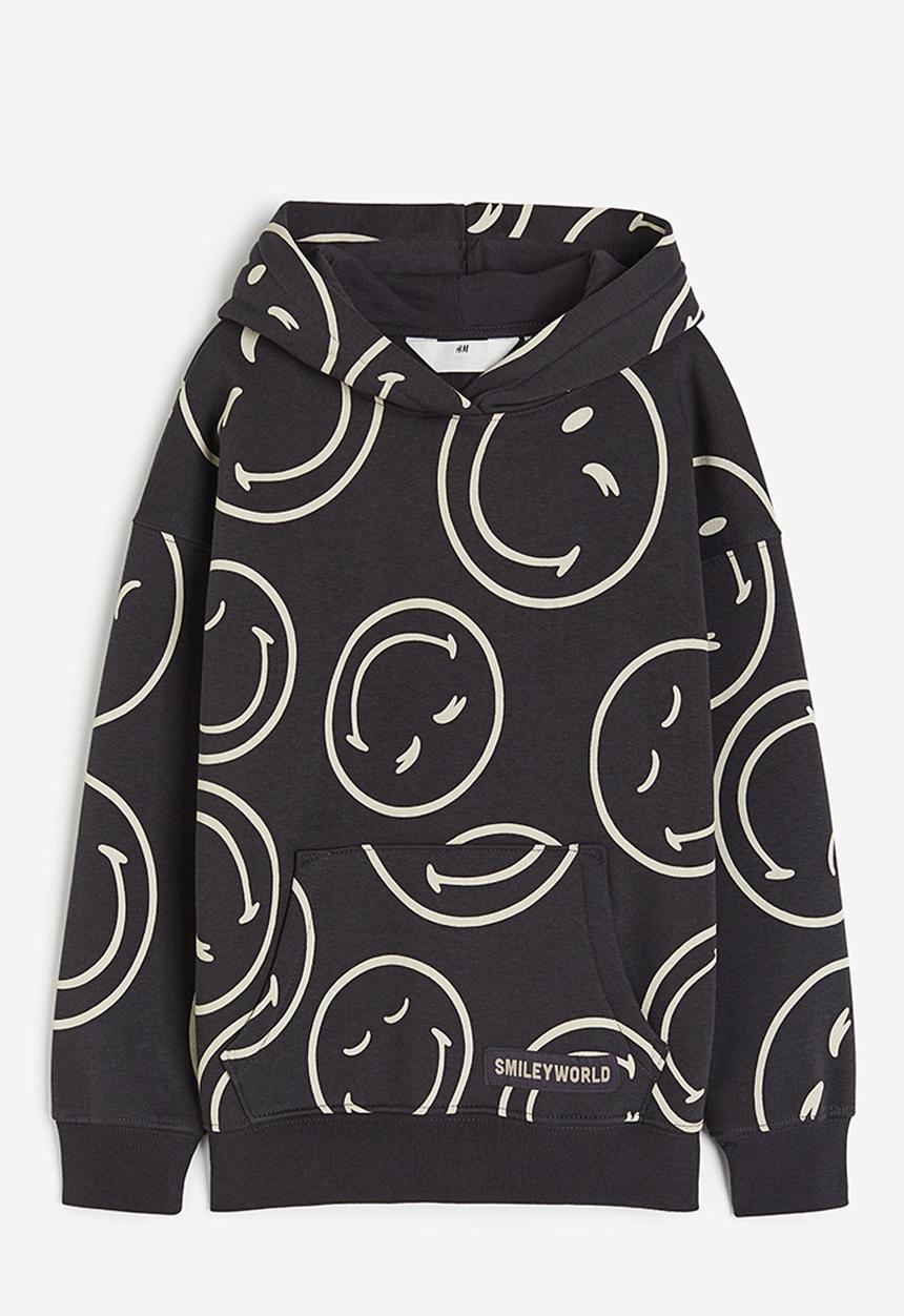 H&M - Oversized printed hoodie - dark grey/smileyworld®