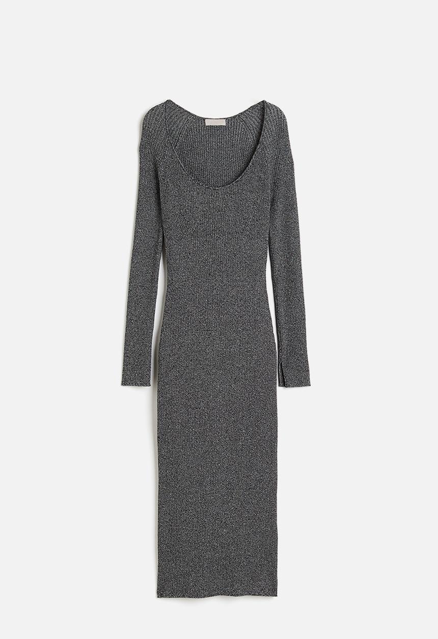H&M - Rib-knit bodycon dress - black marl