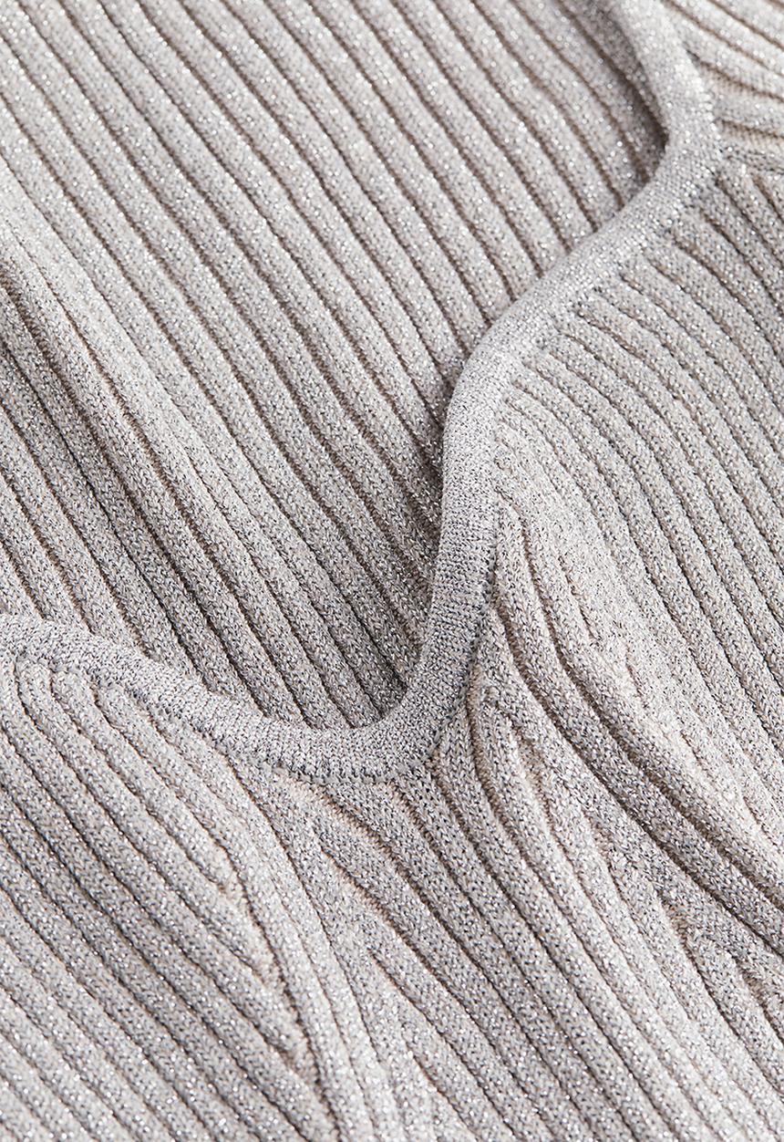 H&M - Rib-knit jumper - light grey & silver-coloured