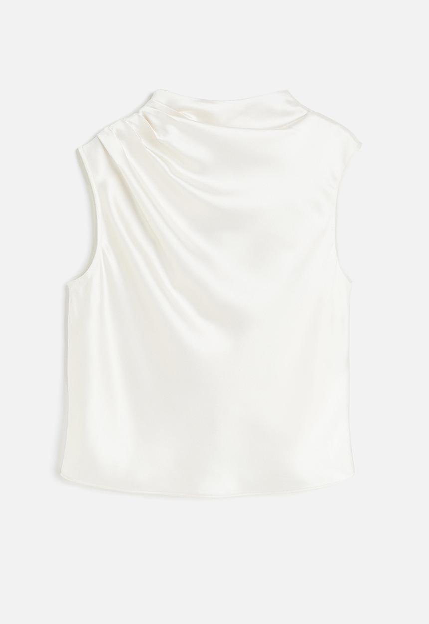 H&M - Draped satin blouse - white