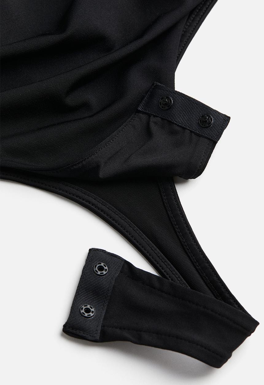 H&M - Draped v-neck thong body - black