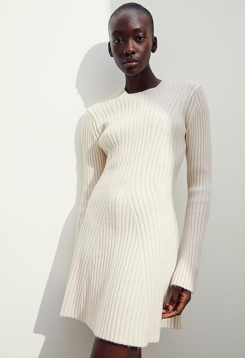 H&M - Rib-knit dress - natural white