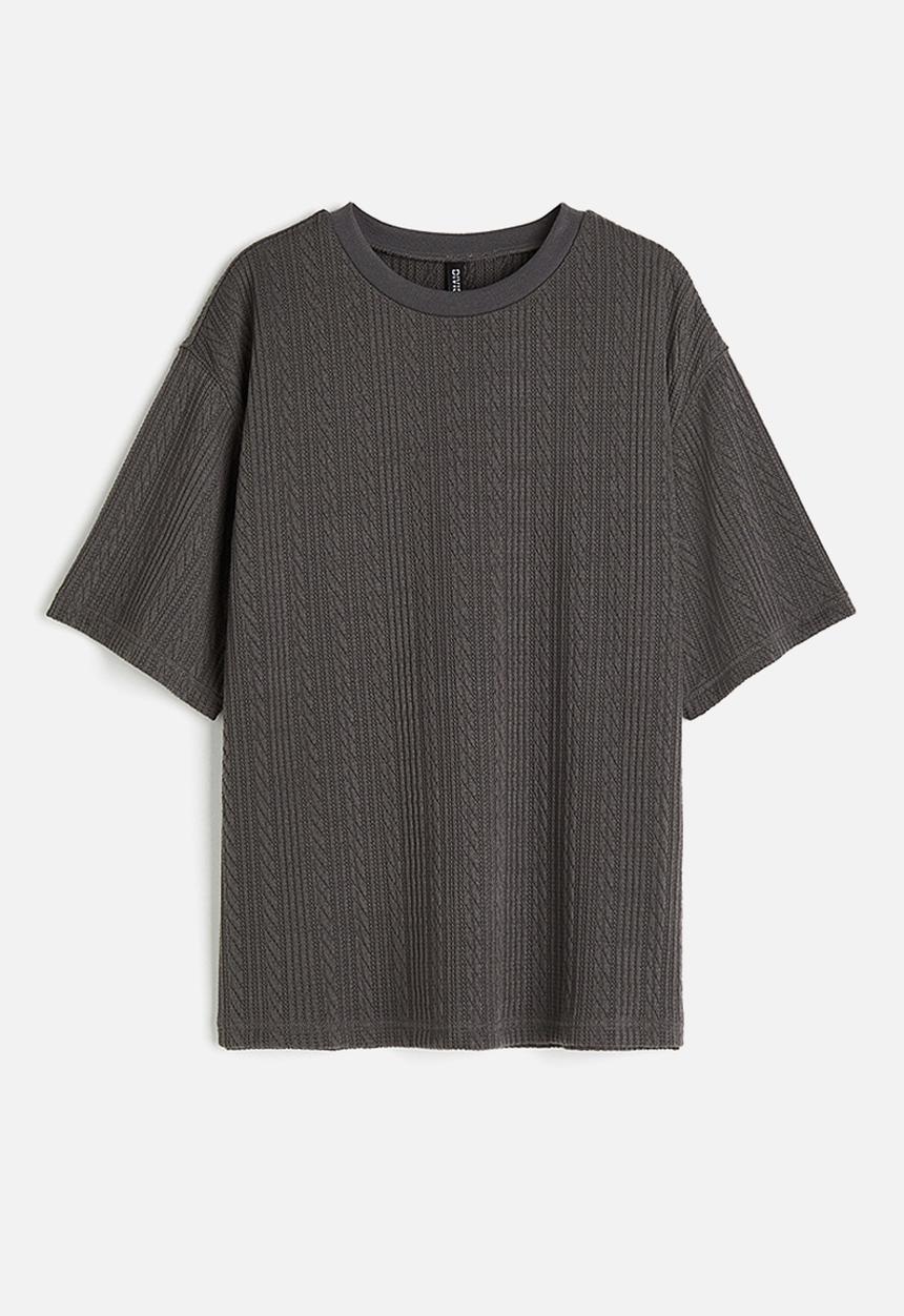 H&M - Oversized textured T-shirt - dark grey