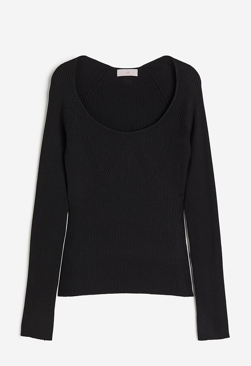 H&M - Rib-knit top - black