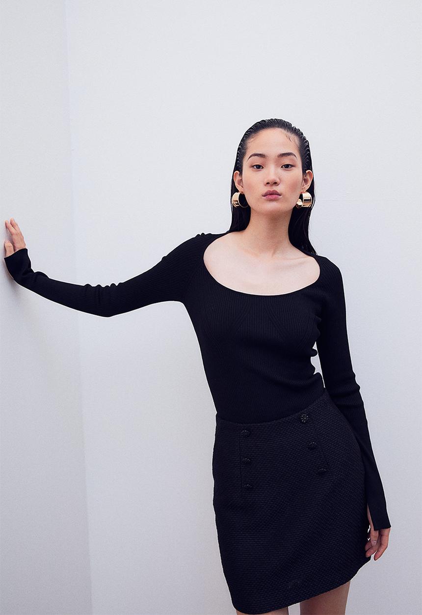 H&M - Rib-knit top - black
