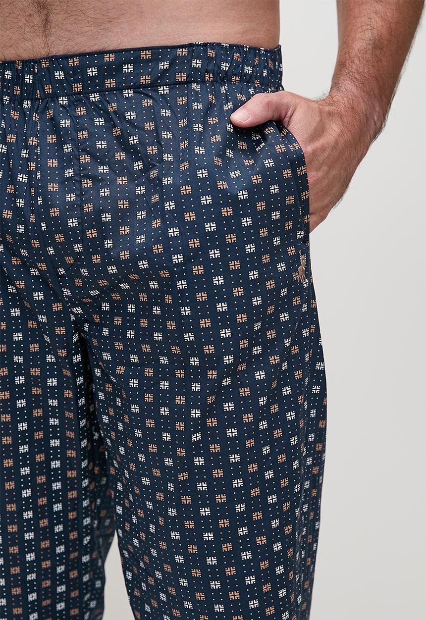 POLO - Pattern woven pyjama pants - navy
