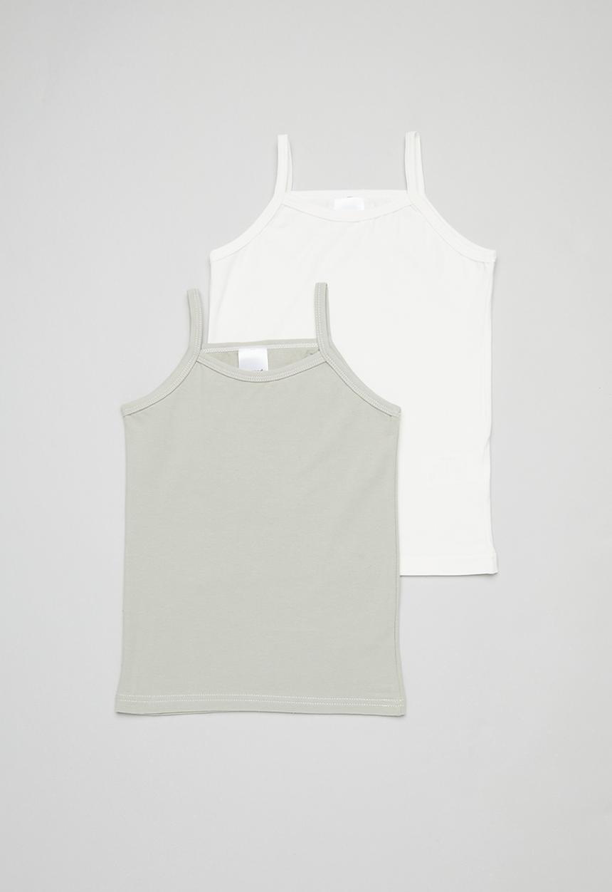 Pop Candy - 2 Pack cami vest - grey & white