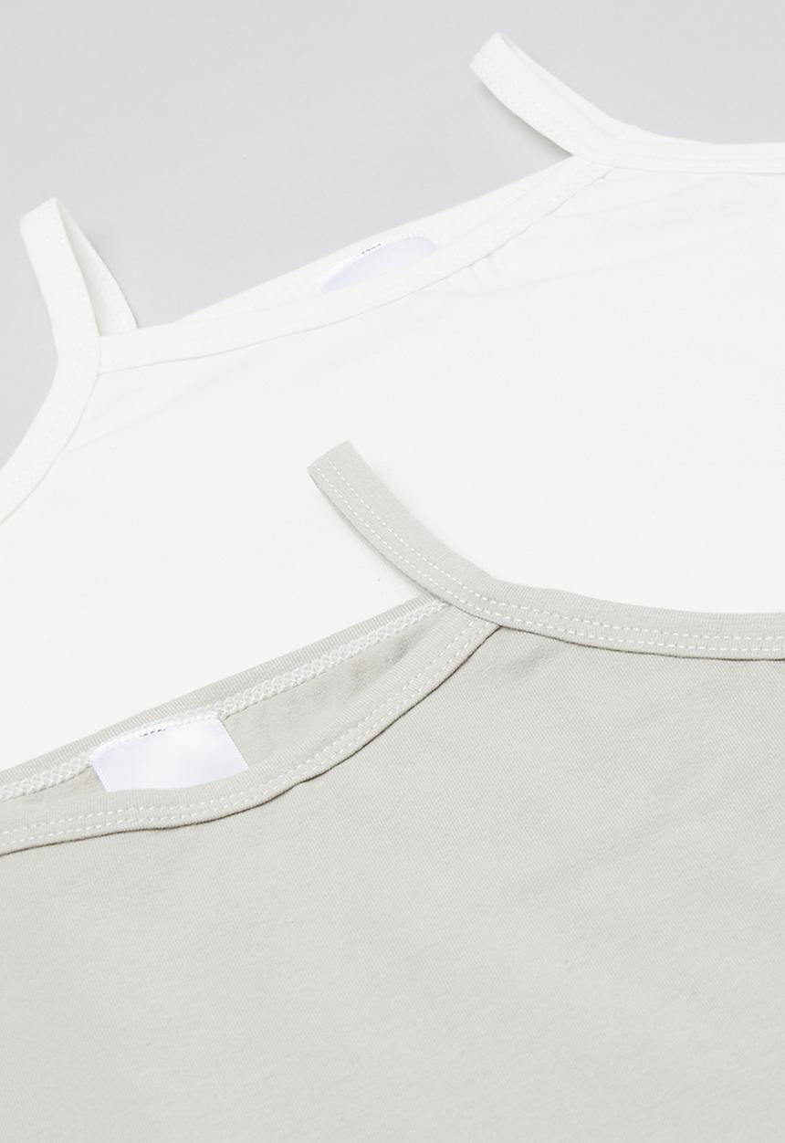 Pop Candy - 2 Pack cami vest - grey & white