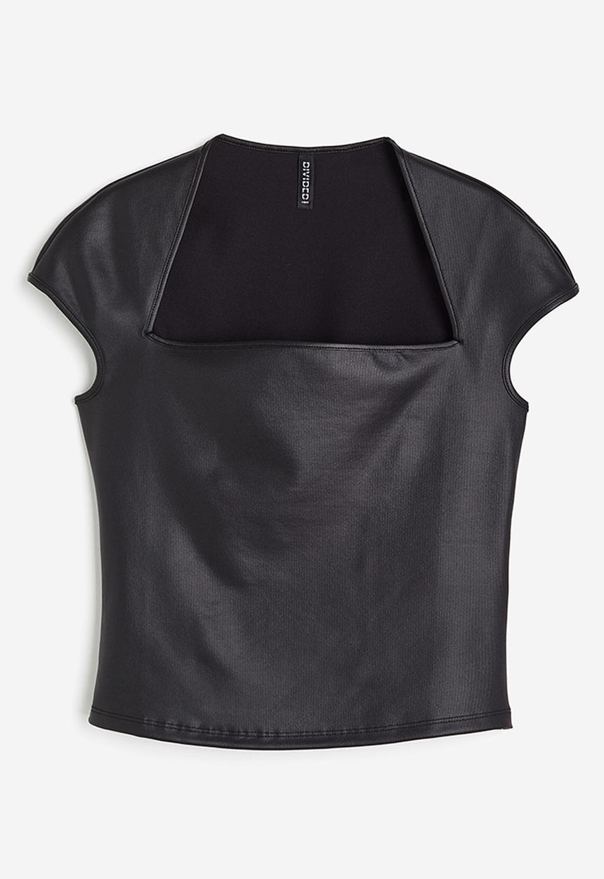 H&M - Cap-sleeved coated top - black