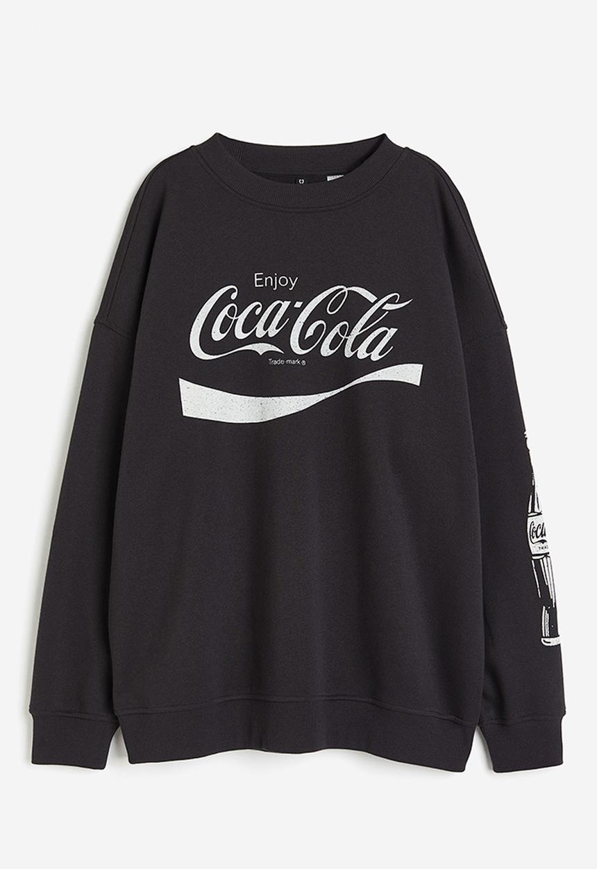 H&M - Oversized printed sweatshirt - black & coca-cola
