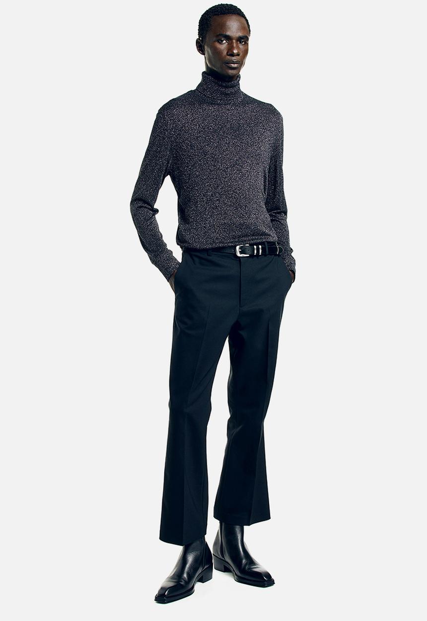 H&M - Slim fit glittery polo-neck jumper - black