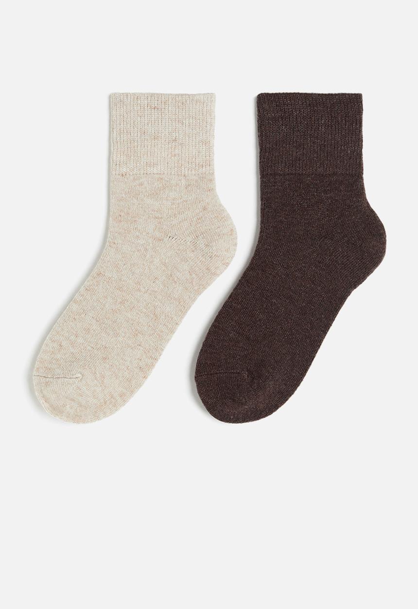 H&M - 2-Pack socks - beige marl & dark brown