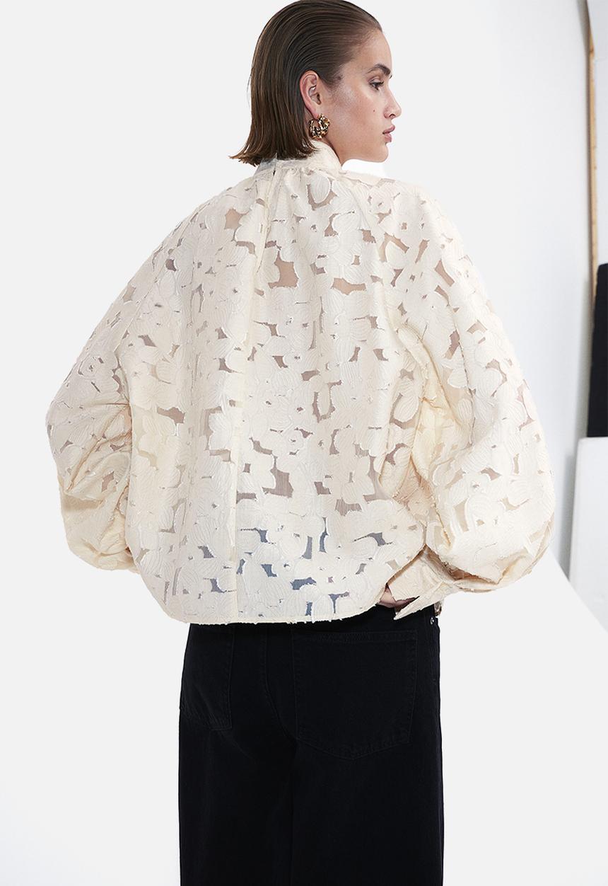 H&M - Textured-weave blouse - light beige