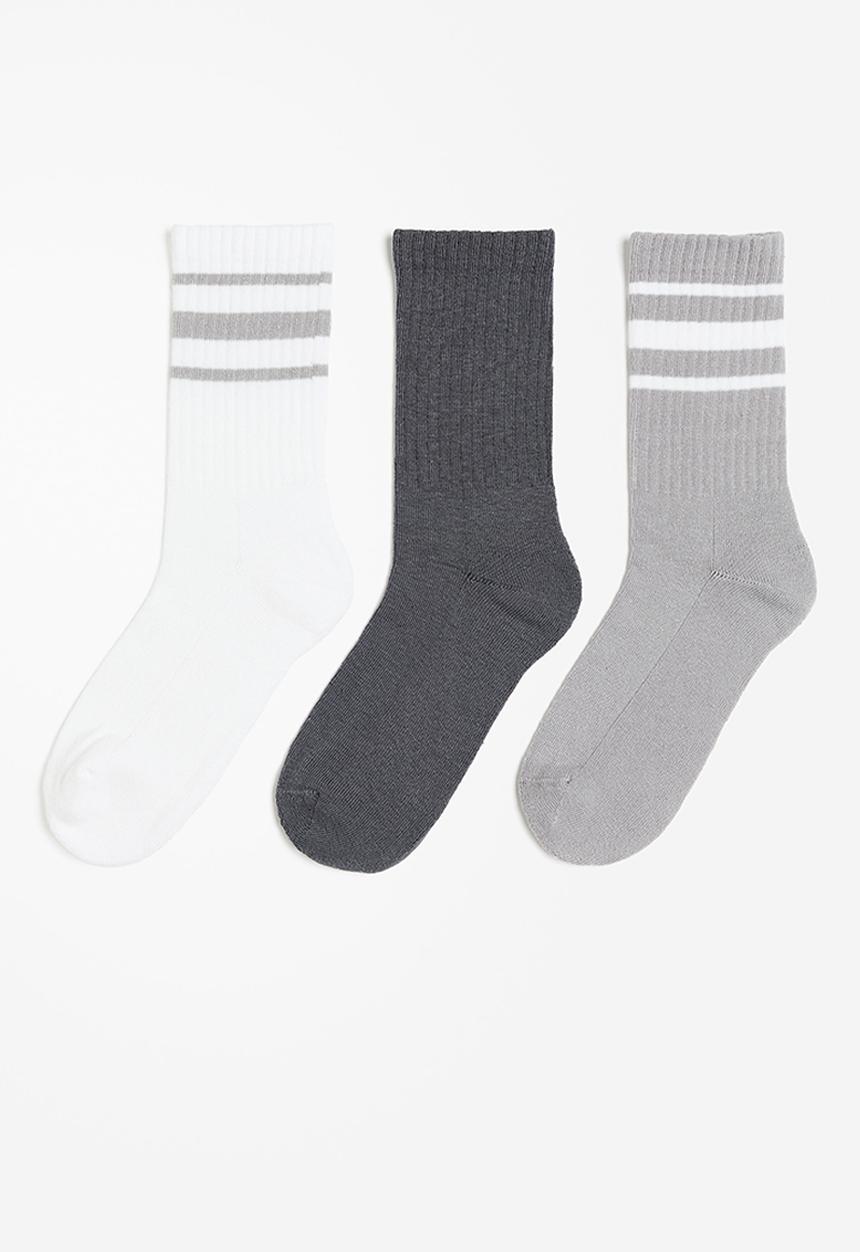 H&M - 3 pack socks - light grey striped