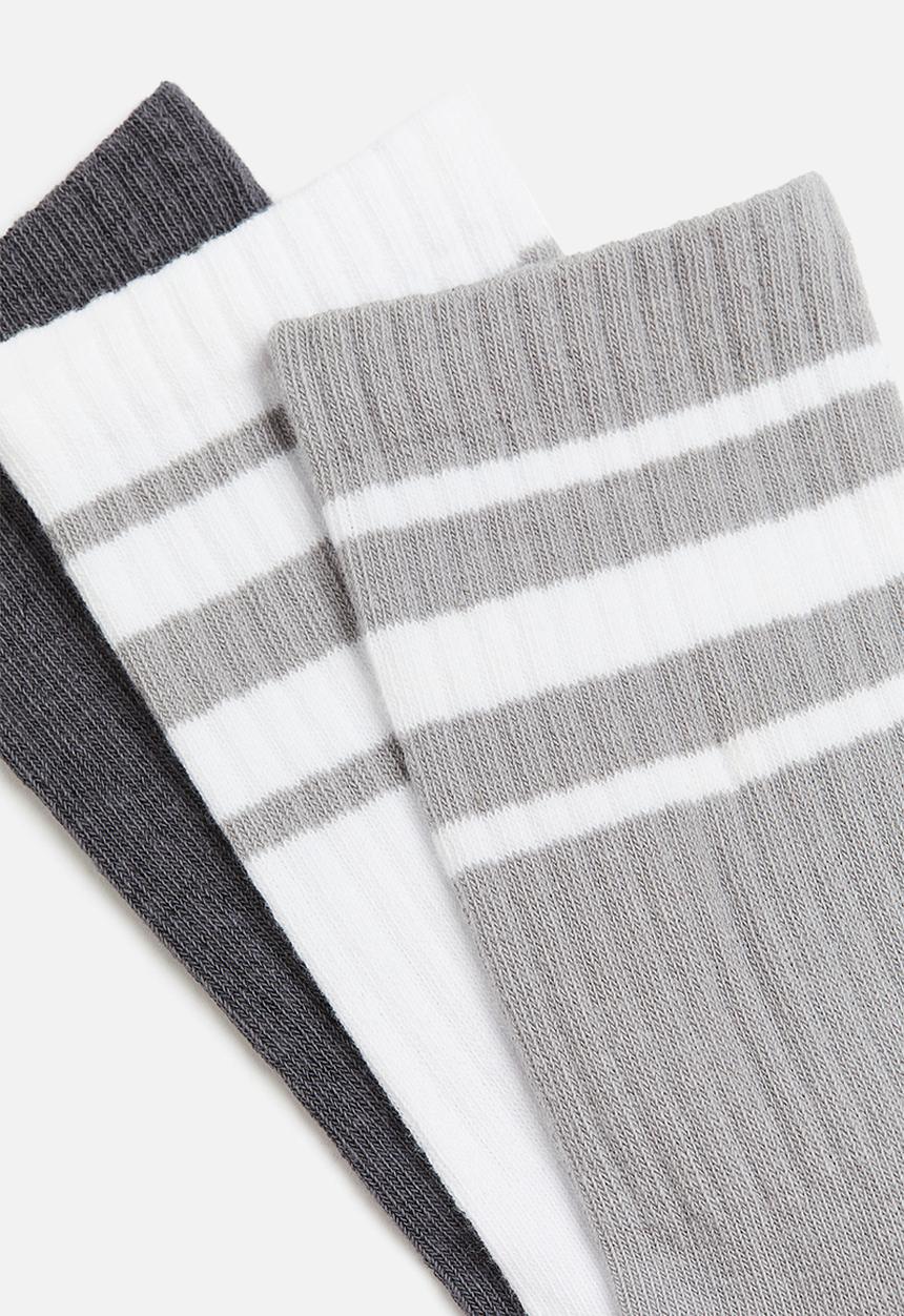 H&M - 3 pack socks - light grey striped