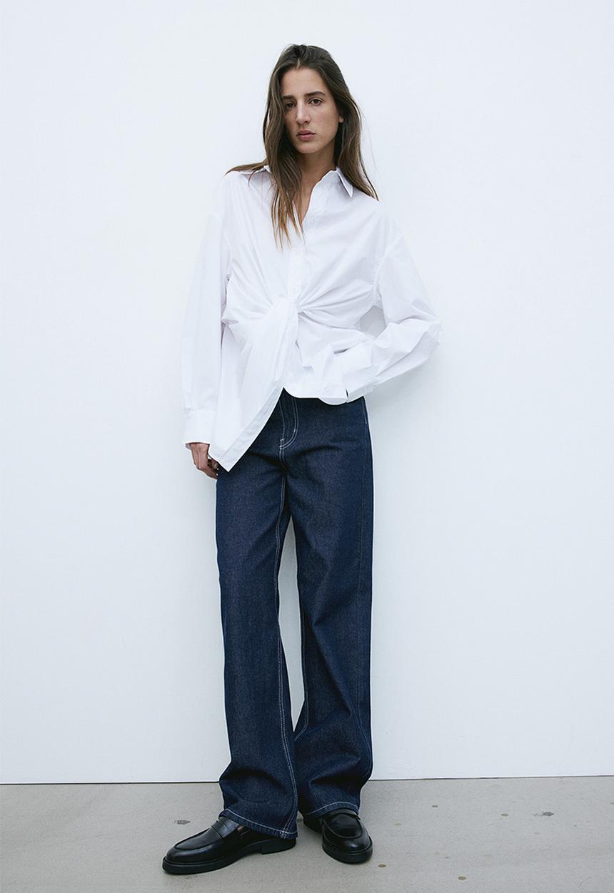 H&M - Knot-detail shirt - white