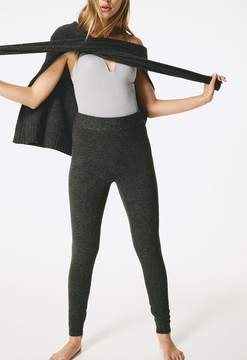 H&M - Fine-knit leggings - dark grey marl