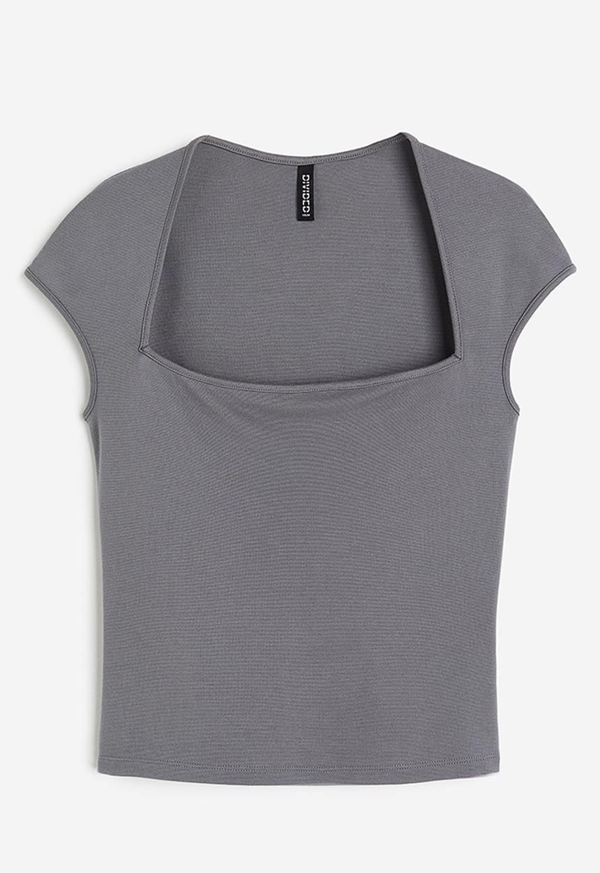 H&M - Cap-sleeved top - dark grey