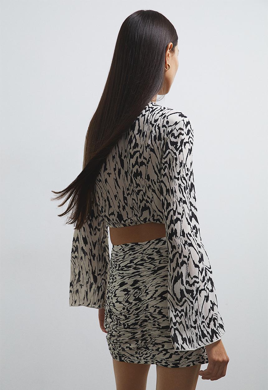 H&M - Draped mini skirt - cream/patterned 