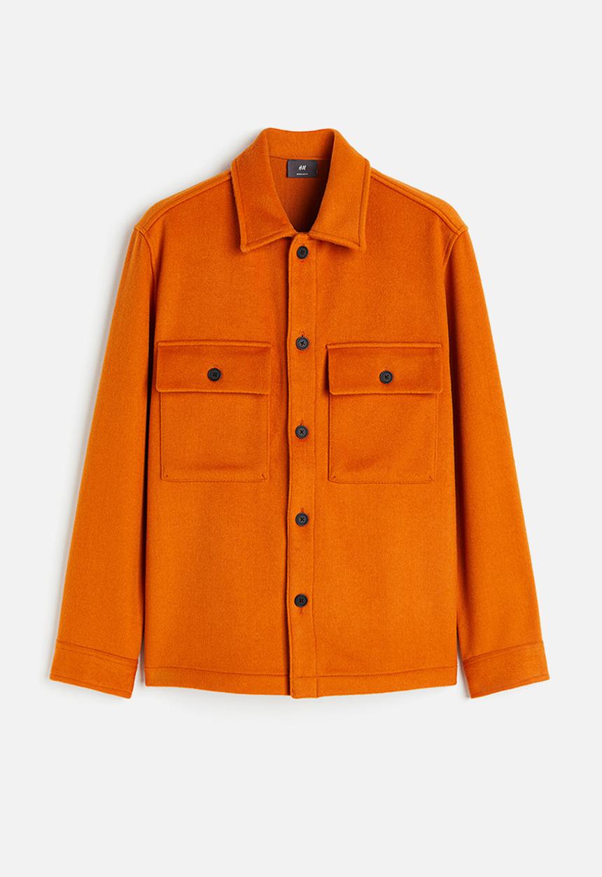 H&M - Regular fit wool-blend overshirt - bright orange