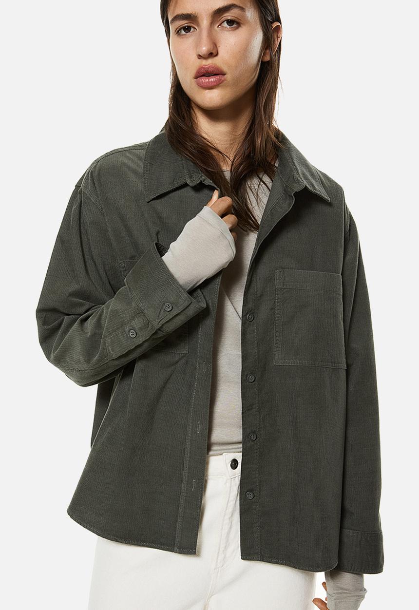 H&M - Corduroy shirt - dark khaki green