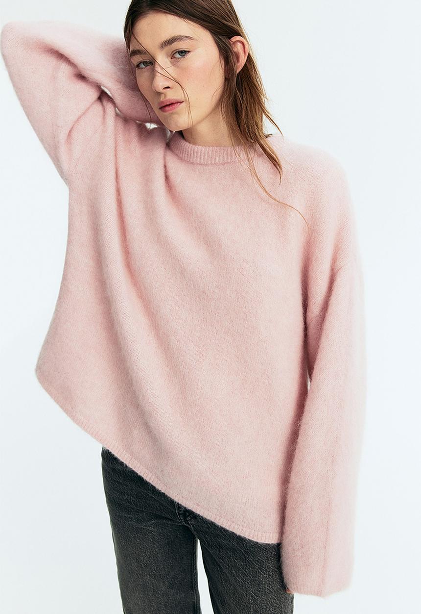 H&M - Oversized mohair-blend jumper - light pink