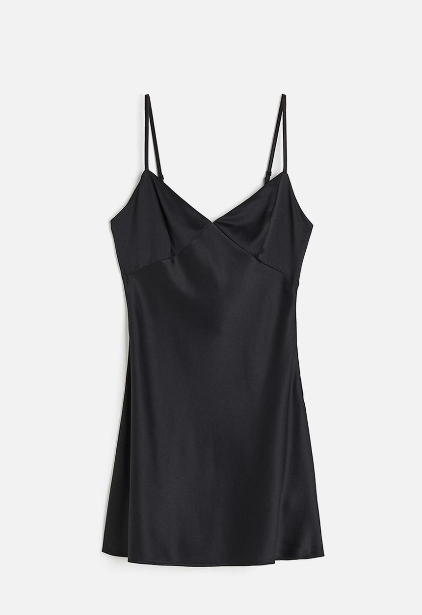 H&M - Satin slip dress - black