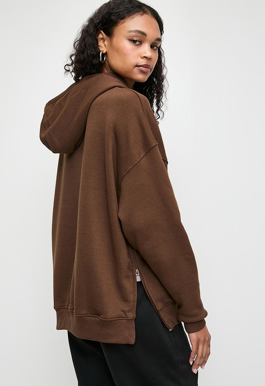 Superbalist - Side zip hoody - chocolate