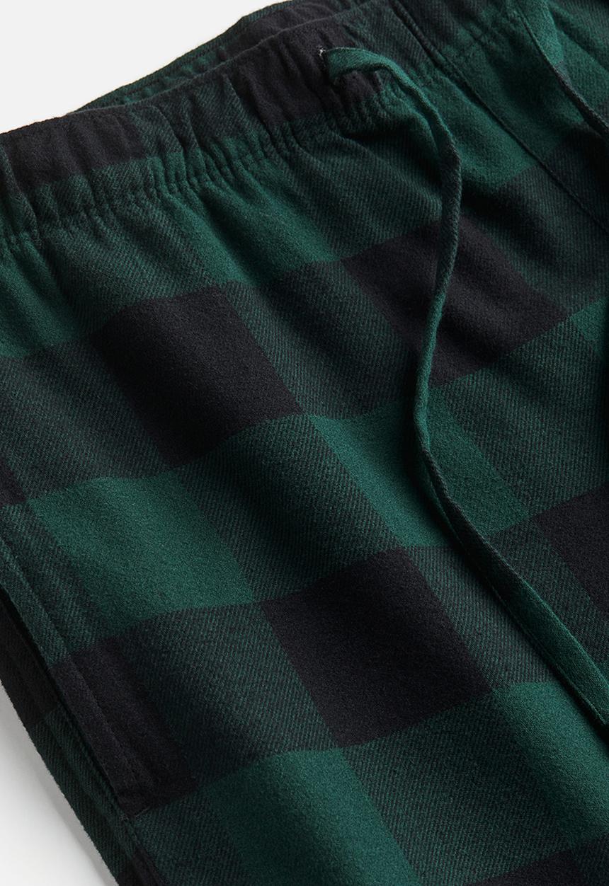 H&M - Relaxed fit pyjama bottoms - dark green/checked