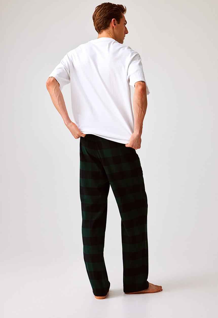 H&M - Relaxed fit pyjama bottoms - dark green/checked