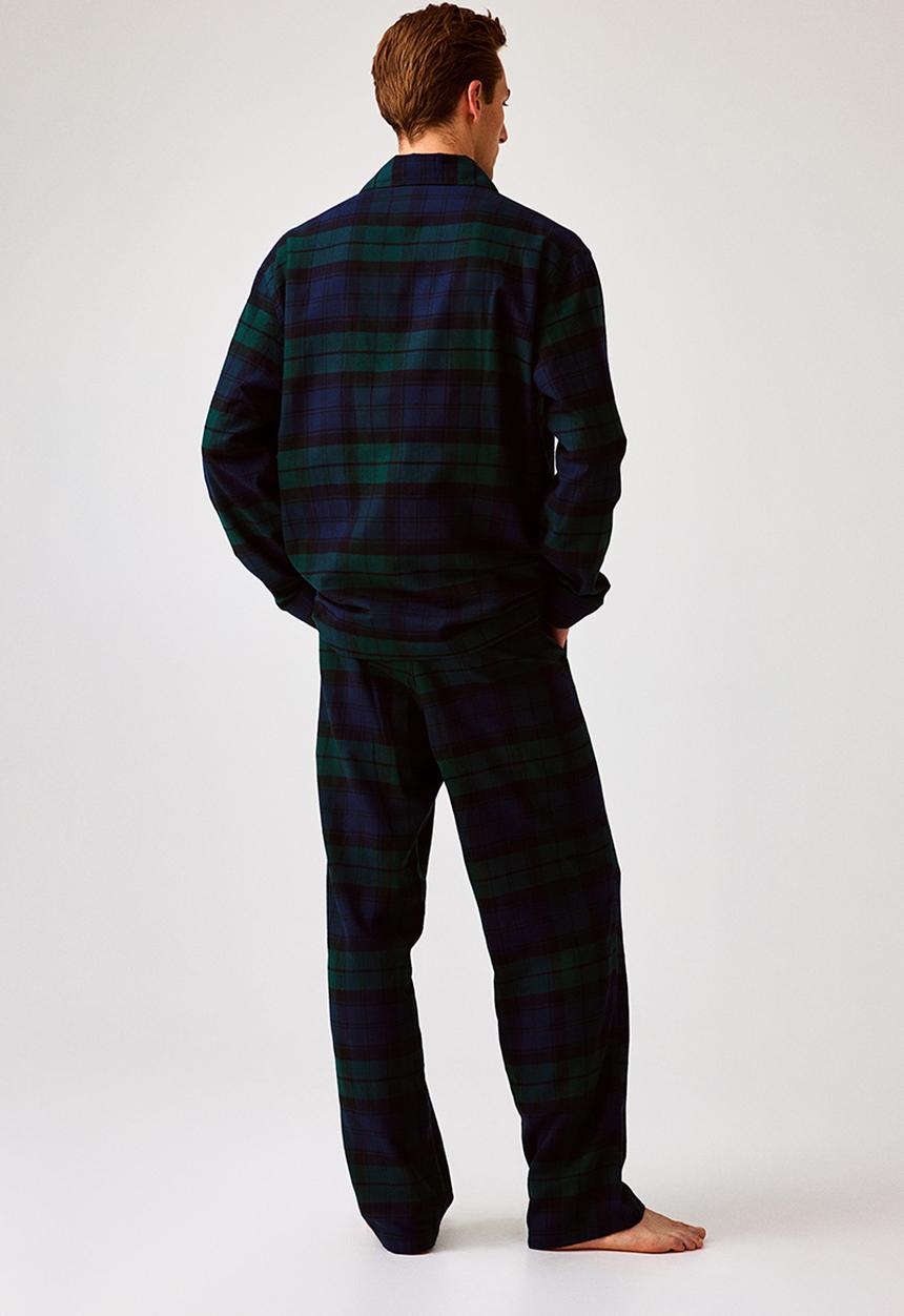 H&M - Regular fit flannel pyjamas - dark green/checked