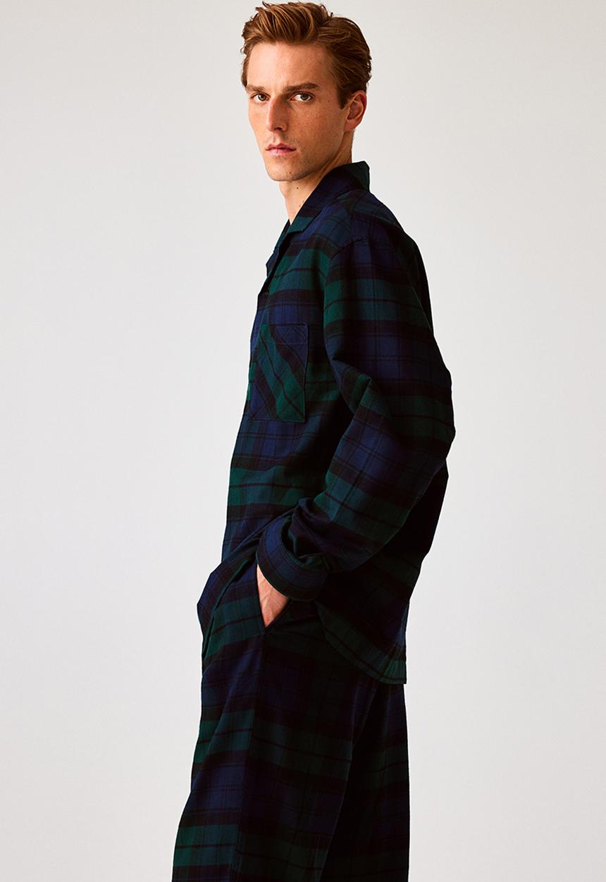 H&M - Regular fit flannel pyjamas - dark green/checked