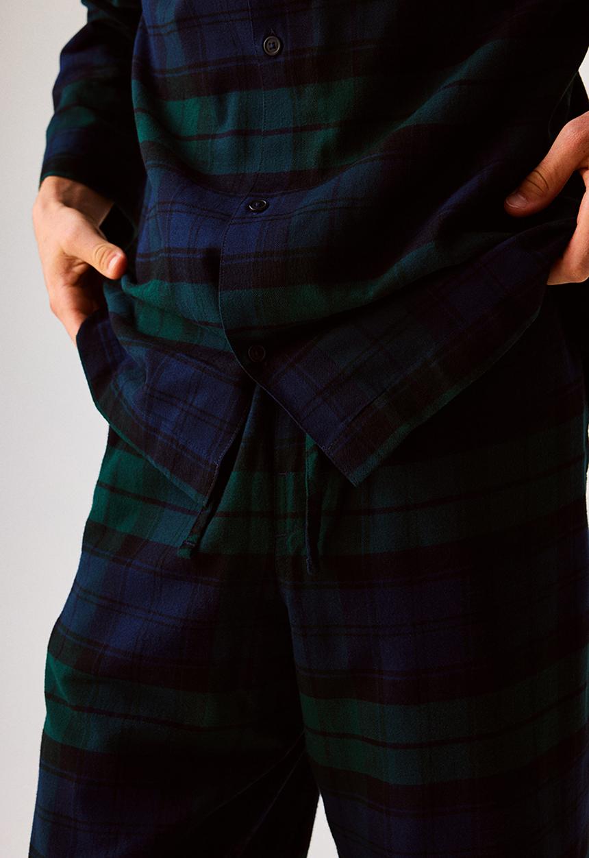 H&M - Regular fit flannel pyjamas - dark green/checked