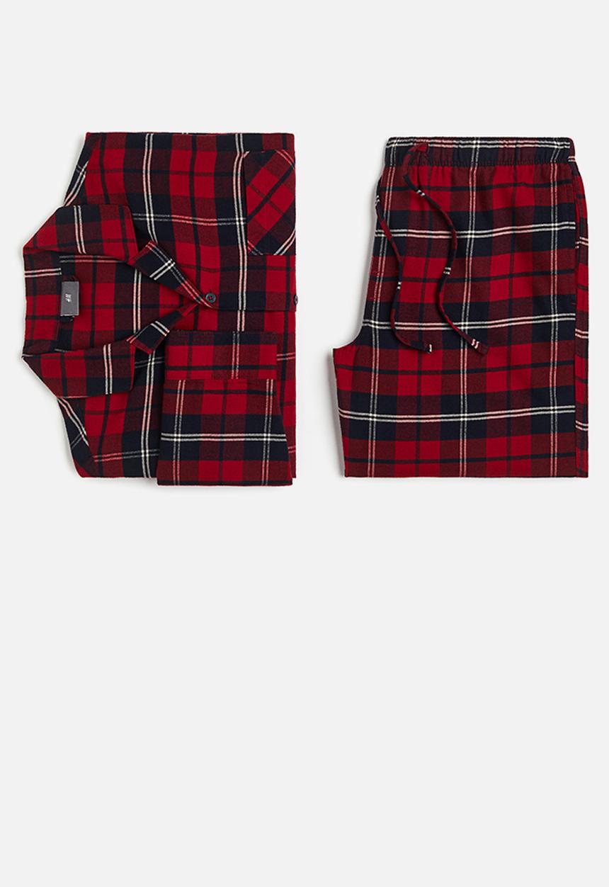 H&M - Regular fit flannel pyjamas - red/checked