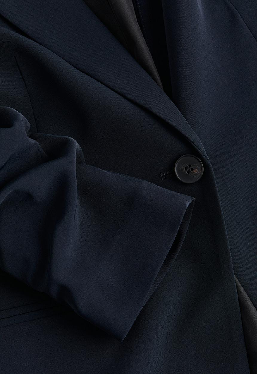 H&M - Gathered-sleeve jacket - navy blue
