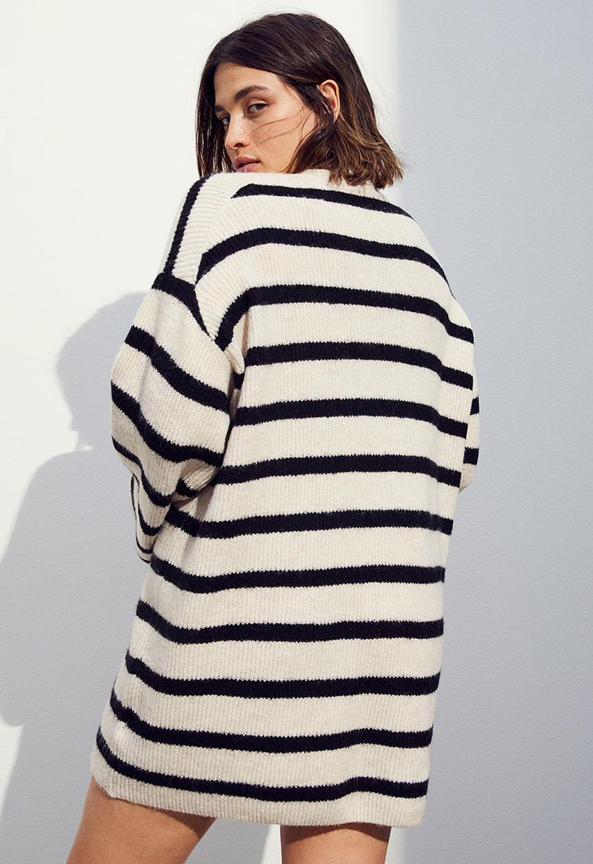 H&M - Knitted dress - cream/striped