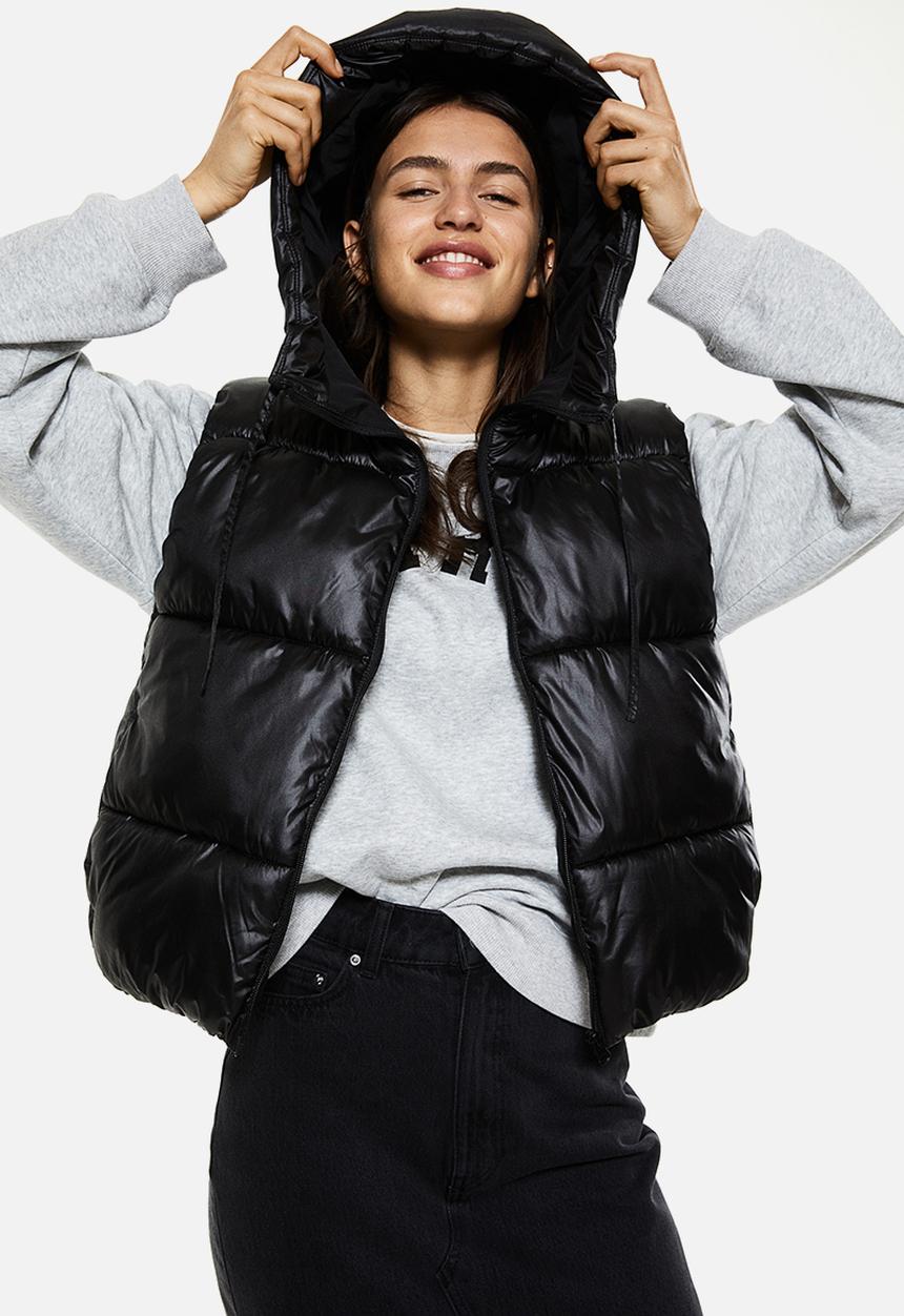 H&M - Hooded puffer gilet - black