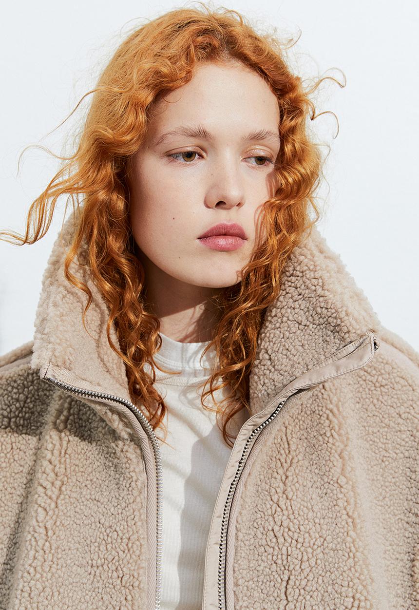 H&M - Zip-through teddy jacket - beige