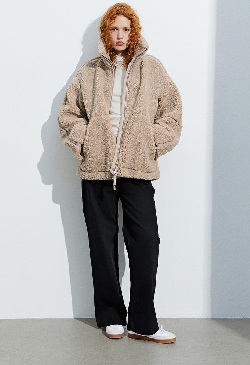 H&M - Zip-through teddy jacket - beige