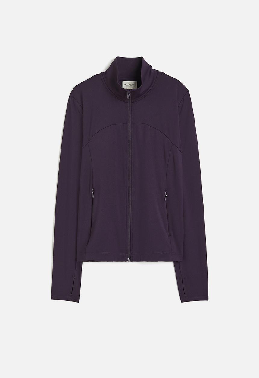 H&M - Softmove™ zip-through sports top - dark plum 